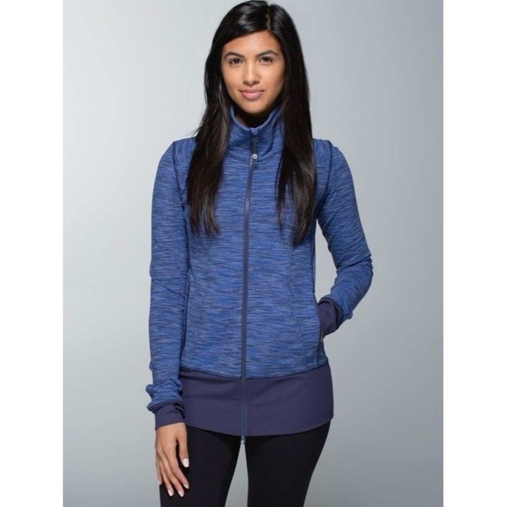236 Lululemon Define Jacket Blue Space Dye Full Zip Athletic Yoga (Size 12, EUC)
